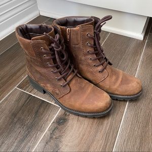 Clarks brown leather lace up boots